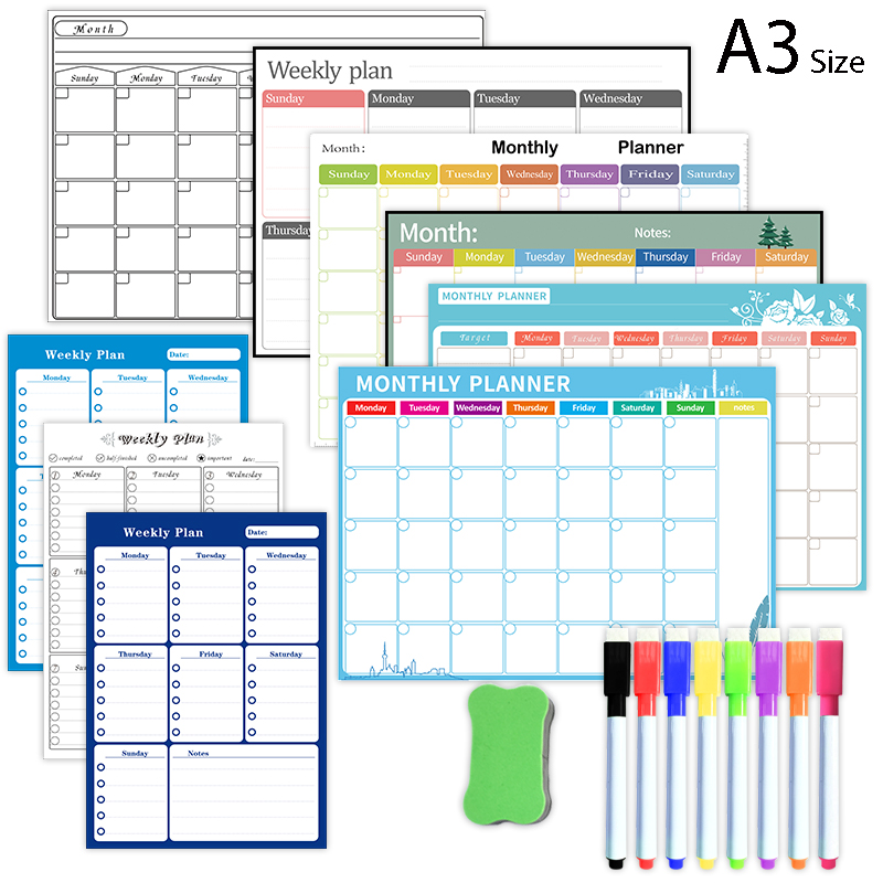Magnetic Whiteboard Calendar - Perencana bulanan mingguan magnetik meja kalender