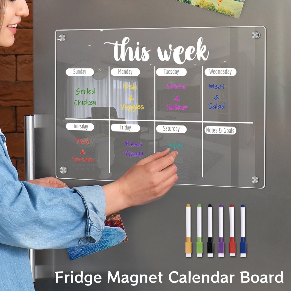 Magnetic Whiteboard Calendar - Papan kalender Magnet kulkas perencana mingguan