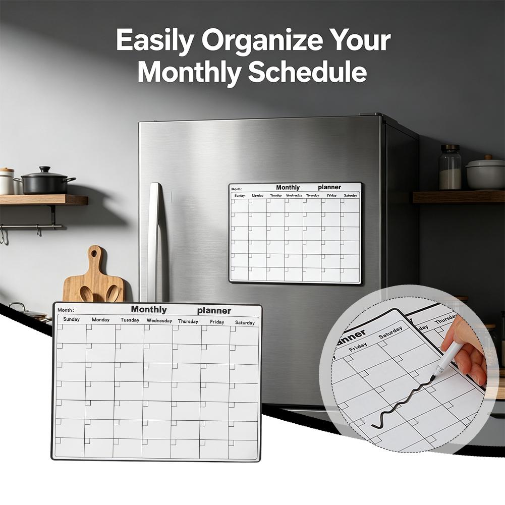 Magnetic Whiteboard Calendar - Kulkas Magnetik Kalender Penghapus Kering Perencana