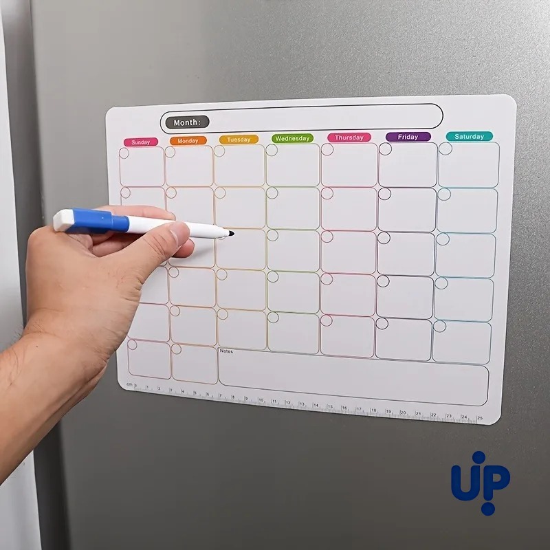 Magnetic Whiteboard Calendar - Magnet Kulkas, Perencana Bulanan dan Mingguan,