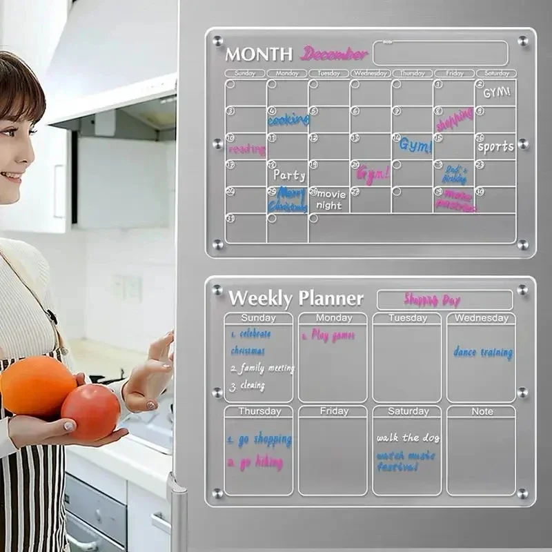 Magnetic Whiteboard Calendar - Stiker Magnet kulkas kalender akrilik bening