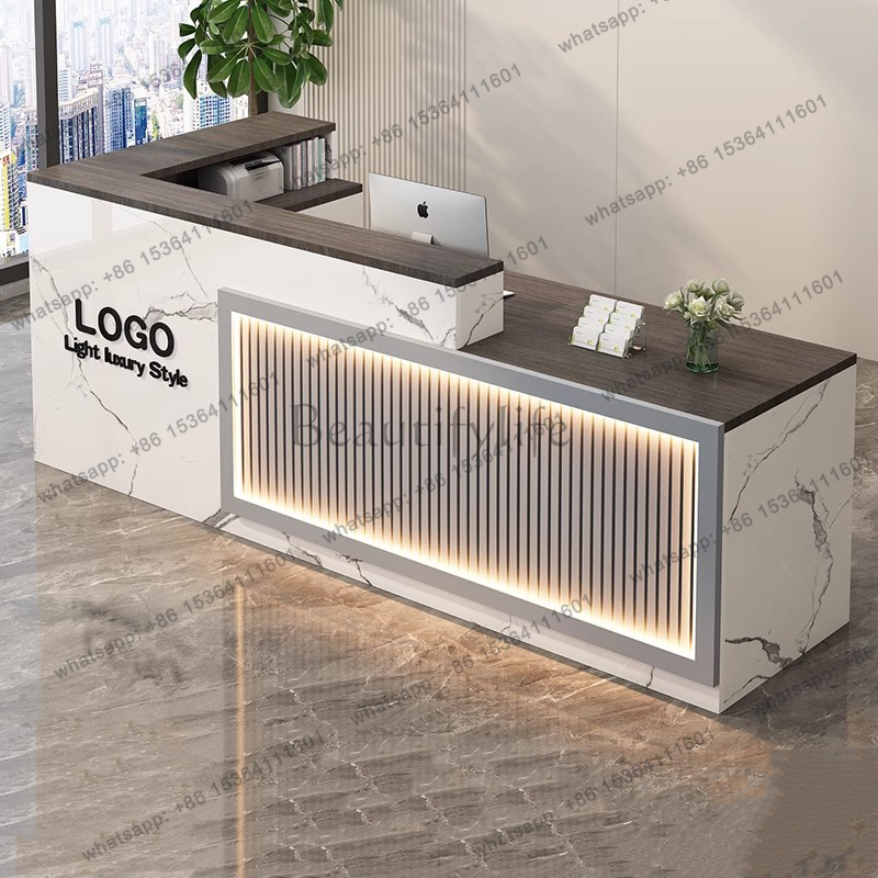 Office Furniture Logo - Meja Resepsionis Mewah Sederhana dengan Logo,