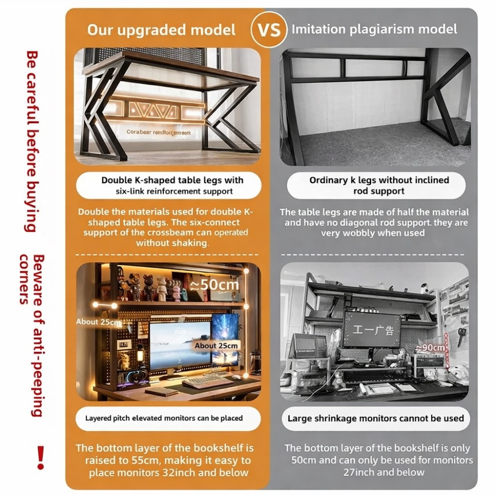Meja Gaming dengan Rak Buku da - Office Furniture For Small Spaces ulasan dan harga
